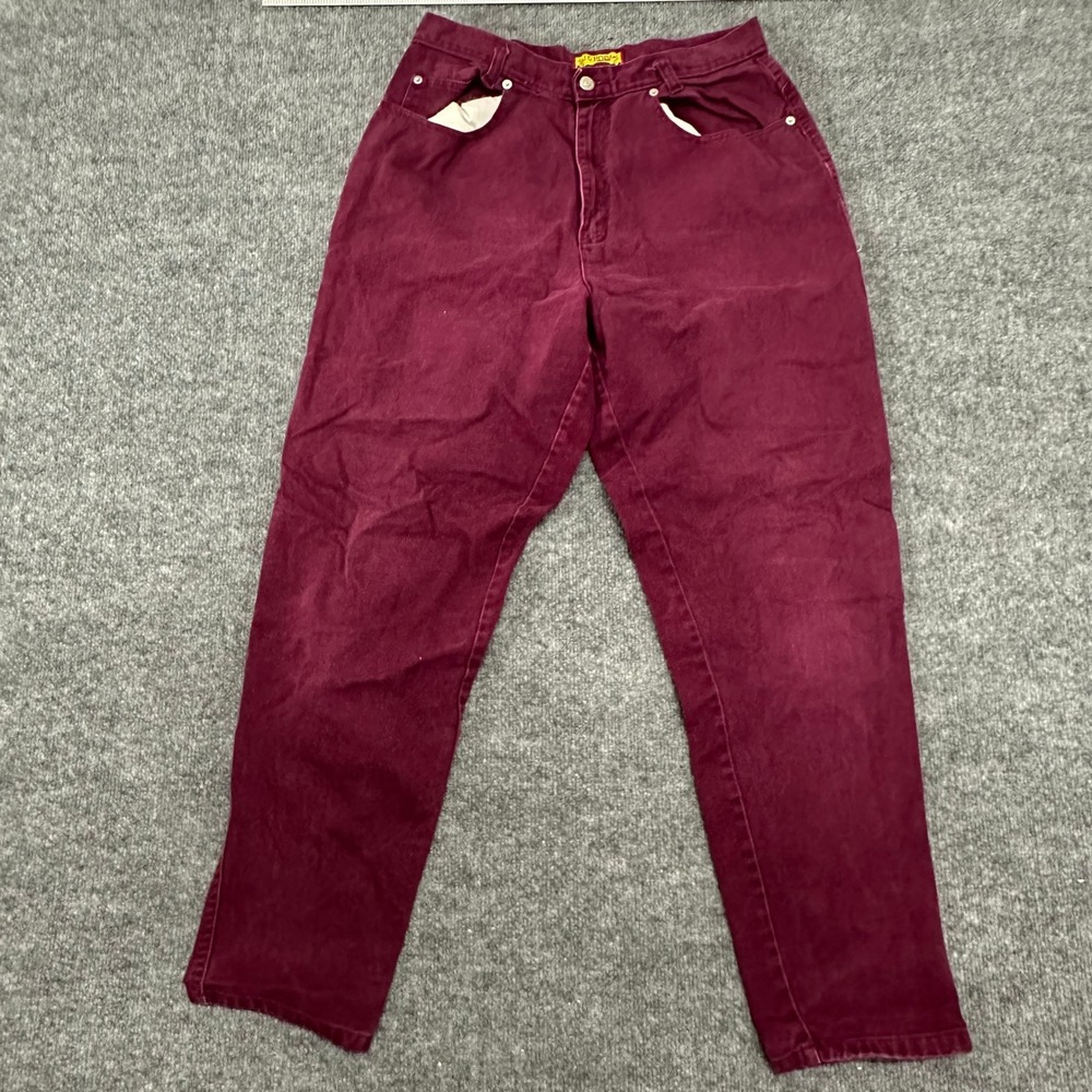 J.G. Hook Jeans Womens Size 14 Burgundy High Waisted Mom Denim Straight Leg